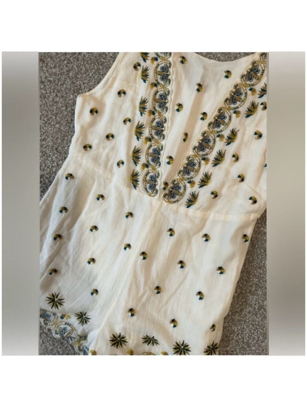 Free People Ivory Margarita Embroidered Romper Jumper Medium NWT - Picture 5 of 13